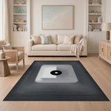 Black and White Geometric Black White Abstract Area Rug