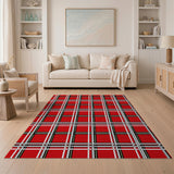 Bold Red Plaid Tartan Area Rug