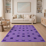 Purple Geometric Checkered Area Rug
