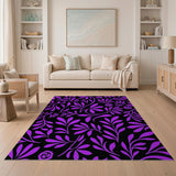 Purple Leaf Vine Silhouette Area Rug
