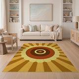Geometric Modern Orange Radiant Sunburst Geometric Area Rug