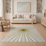 Gold and Silver Gold Sunburst Geometric Area Rug