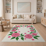 Pink Rose Wreath Floral Area Rug