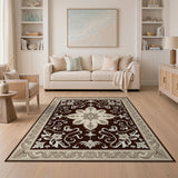 Ornate Brown Medallion Floral Area Rug