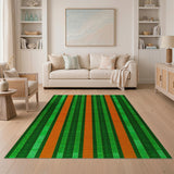 Shimmering Green Orange Vertical Stripe Rug