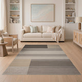 Modern Grey Beige Striped Geometric Area Rug