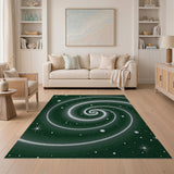 Cosmic Green Galaxy Spiral Area Rug
