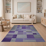 Geometric Modern Purple Geometric Block Stripe Area Rug