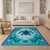 Teal Sea Turtle Coastal Area Rug