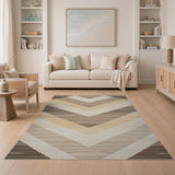 Beige Chevron Geometric Area Rug