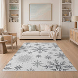 Grey Snowflake Scatter Area Rug