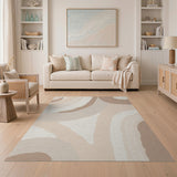 Abstract Area Beige Abstract Brushstroke Area Rug