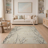 Abstract Black Branch Beige Area Rug
