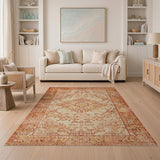 Traditional Persian Orange Terracotta Persian Medallion Area Rug