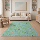 Playful Cartoon Birds in Lush Green Leaves Rug