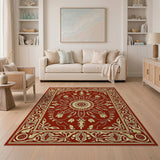 Red Red Persian Floral Medallion Area Rug