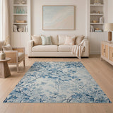 Floral Vintage Blue Peony Floral Vintage Area Rug