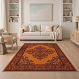 Burnt Orange Persian Floral Area Rug