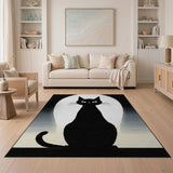 Mystical Black Cat Moon Silhouette Rug