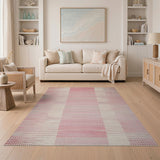 Pink Dotted Stripe Geometric Area Rug