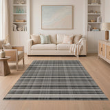 Black White Plaid Stripe Area Rug