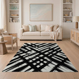 Black Brushstroke Abstract Area Rug