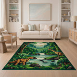ODIKA Washable Dinosaur Kids Area Rug, Low Pile Non-Slip Playroom Carpet