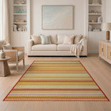 Bold Red Yellow Striped Woven Area Rug