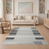 Geometric Modern Black White Geometric Stripe Rug