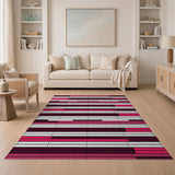 Bold Pink Geometric Stripe Area Rug