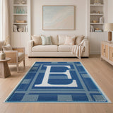 Blue Plaid Monogram E Area Rug
