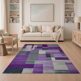 Purple Grey Geometric Modern Geometric Modern Area Rug