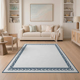 Elegant Navy Swirl Border Area Rug