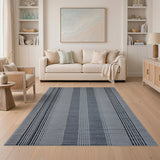 Striped Grey Modern Grey Striped Woven Area Rug