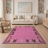 Southwestern Pink Cowboy Boots Southwestern Area Rug