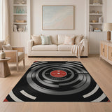 Vinyl Record Grey Area Rug