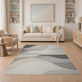 Abstract Area Black and White Abstract Black White Wave Area Rug