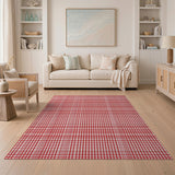 Rustic Farmhouse Classic Red Gingham Checkered Area Rug
