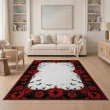 Spooky Halloween Jack-o'-Lantern Bat Border Rug