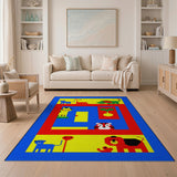 Playful Pixel Zoo Kids Cartoon Rug
