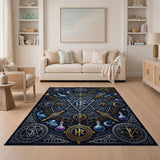 ODIKA Washable Mystical Alchemist Rune Rug - Low Pile Non-Slip Magic Celestial Decor