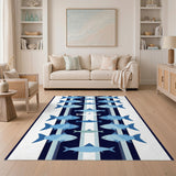 Blue Fish School Coastal Area Rug