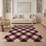 Red and Cream Buffalo Plaid Rustic Farmhouse Rug