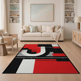 Multi-color and Patterns Geometric Modern Bold Red Geometric Abstract Area Rug