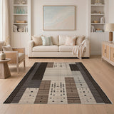 Geometric Neutral Area Rug with Abstract Dots