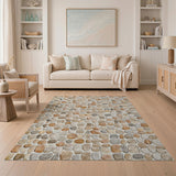 Pebble Mosaic Beige Neutral Area Rug