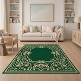 Emerald Green Persian Border Area Rug