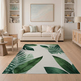 Green Lush Green Monstera Leaves Area Rug