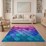 Mermaid Scales Area Rug Pink to Teal Ombre