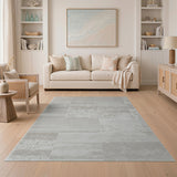 Distressed Vintage Grey Striped Area Rug